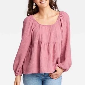 Old Navy Pink Gauze Peplum Top Small
